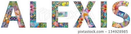 Male name ALEXIS. Vector decorative object 134928985