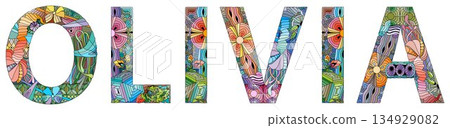 Female name Olivia. Vector decorative object Female name Olivia. Vector decorative object 134929082