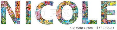 Female name NICOLE. Vector decorative object Female name NICOLE. Vector decorative object 134929083