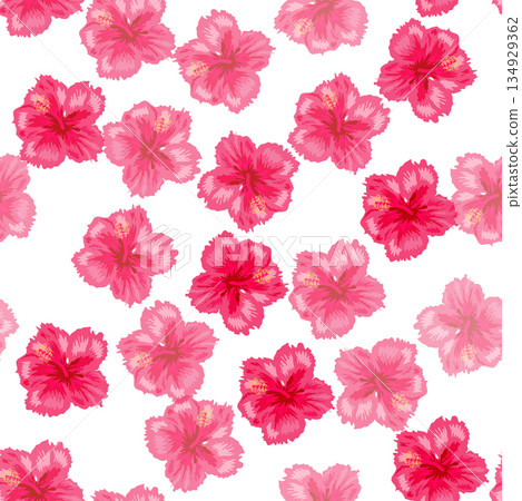 Tropical hibiscus flowers seamless pattern. Beach, sea, vacation, swimwear pattern 134929362
