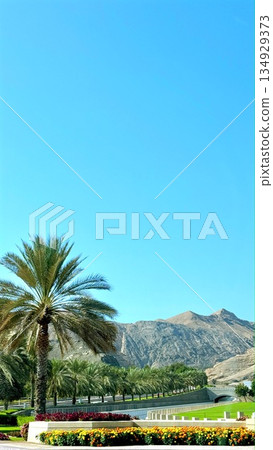 Calm Outdoor Landscape With Greenery, Peaceful Natural Environment Featuring Towering Mountains, Tranquil Outdoor Setting Showcasing Lush Grass And Distant Mountain Peaks Under Clear Blue Skies 134929373