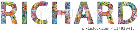 Male name RICHARD. Vector decorative object 134929413