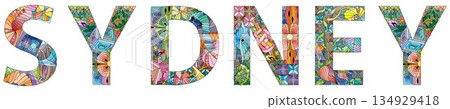 Female name SYDNEY. Vector decorative object Female name SYDNEY. Vector decorative object 134929418