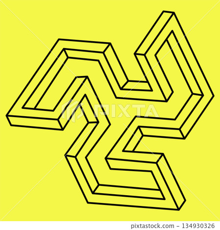 Impossible form. Vector illustration. Line design. Optical illusion. Op art.  134930326