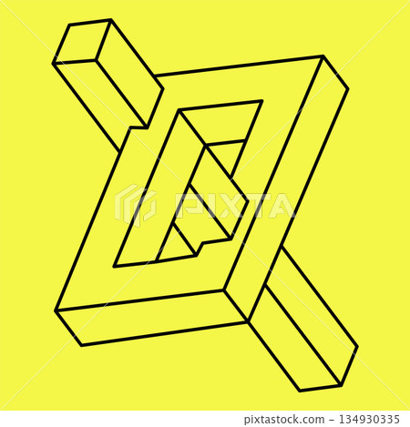 Impossible object. Optical illusion. 3d vector illustration. Line art. Op art. Impossible object. Optical illusion. 3d vector illustration. Line art. Op art. 134930335