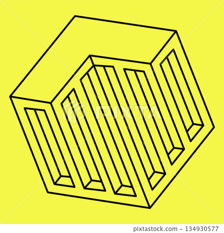 Impossible geometric shape in the style of linear contours. Emblem logo, monochrome trendy geometric illustration. Vector hipster element. Optical illusion. Impossible geometric shape in the style of linear contours. Emblem logo, monochrome trendy geometric illustration. Vector hipster element. Optical illusion. 134930577
