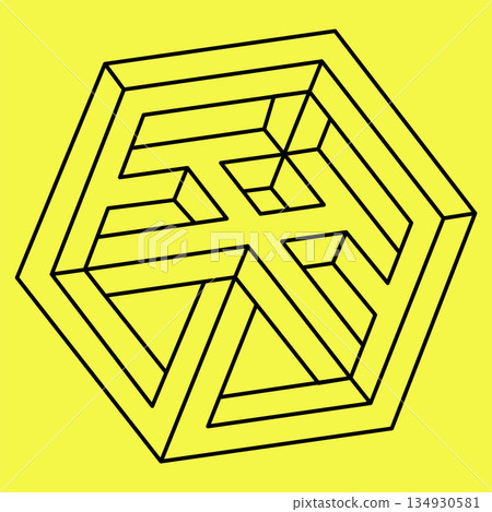 Impossible geometric shapes. Vector element. Optical illusion. Op art. Impossible geometric shapes. Vector element. Optical illusion. Op art. 134930581