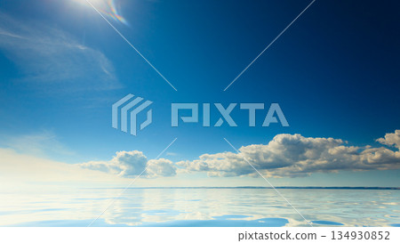 Beautiful seascape sea horizon and sky. 134930852
