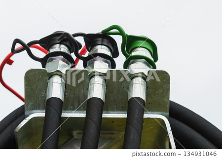 Close up of cable electrical plug, electric extension. 134931046