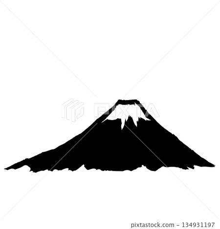 Monochrome illustration of Mt. Fuji drawn with a brush 134931197