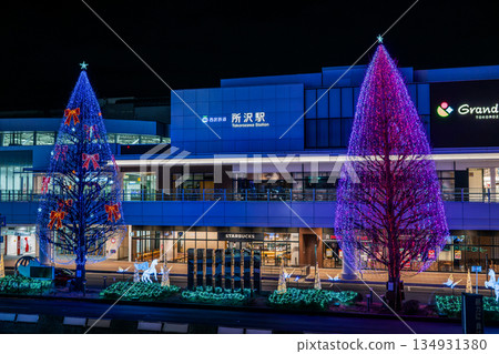 Tokorozawa Station (West Exit) at night with its shining blue lights Tokorozawa Station (West Exit) at night with its shining blue lights 134931380