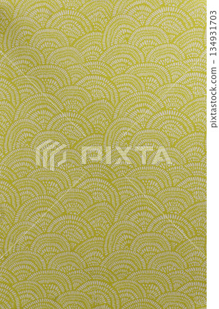 Light beige brocade fabric texture with wave pattern and yellow metallic lurex, textile collection Light beige brocade fabric texture with wave pattern and yellow metallic lurex, textile collection 134931703