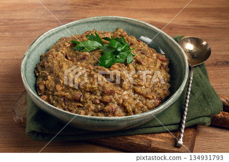 lobio, a traditional Georgian dish, boiled beans, homemade, no people, 134931793