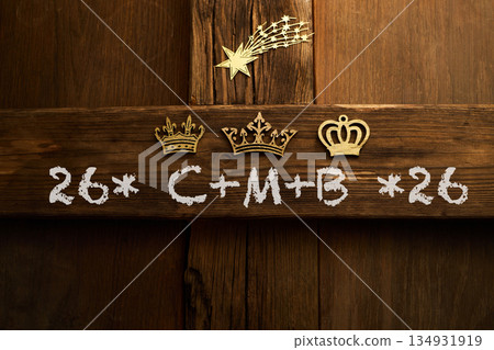 Chalking the door blessing for epiphany three kings 134931919