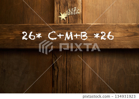 Epiphany door blessing with chalk and golden crowns 134931923