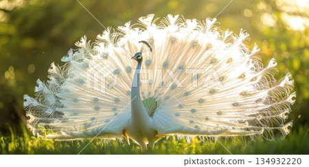 white peacock in daylight sunny day 134932220