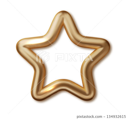 Shiny gold 3D star. Metallic badge award icon isolated vector. Luxury Christmas star. Shiny gold 3D star. Metallic badge award icon isolated vector. Luxury Christmas star. 134932615
