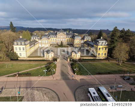 Aerial panorama of Schloss Arolsen historic palace in Bad Arolsen Germany Aerial panorama of Schloss Arolsen historic palace in Bad Arolsen Germany 134932939