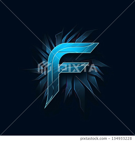 F letter. 3D rendering. Futuristic font. Computer generated image. 134933228