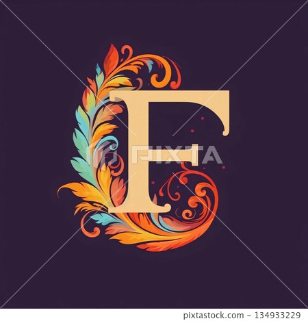Initial Letter F, Baroque Floral Alphabet. Vector design template elements for your application or corporate identity. Initial Letter F, Baroque Floral Alphabet. Vector design template elements for your application or corporate identity. 134933229