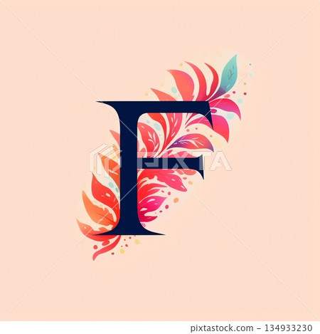 Letter F with floral ornament. Vector illustration. Can be used as a greeting card Letter F with floral ornament. Vector illustration. Can be used as a greeting card 134933230