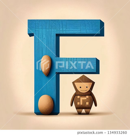 Alphabet letter F made of wood and egg, vector illustration. Alphabet letter F made of wood and egg, vector illustration. 134933260