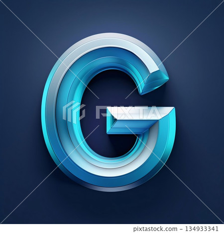 3d render of blue letter G isolated on dark blue background. 3d render of blue letter G isolated on dark blue background. 134933341
