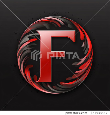 Vector illustration of the letter F in the form of a stylized firework on a black background. Vector illustration of the letter F in the form of a stylized firework on a black background. 134933367