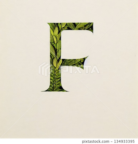 letter of the alphabet with green leaves, nature font for your design letter F letter of the alphabet with green leaves, nature font for your design letter F 134933395