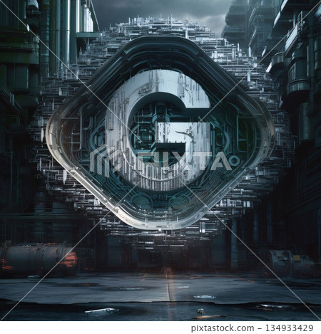 3d rendering of letter G in futuristic style. Technology background. 134933429