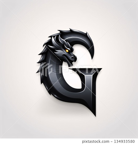 Dragon head. Letter G. 3D. Vector Illustration. 134933580
