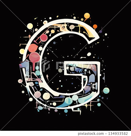 G letter in colorful grunge style on black background. Vector illustration. G letter in colorful grunge style on black background. Vector illustration. 134933582