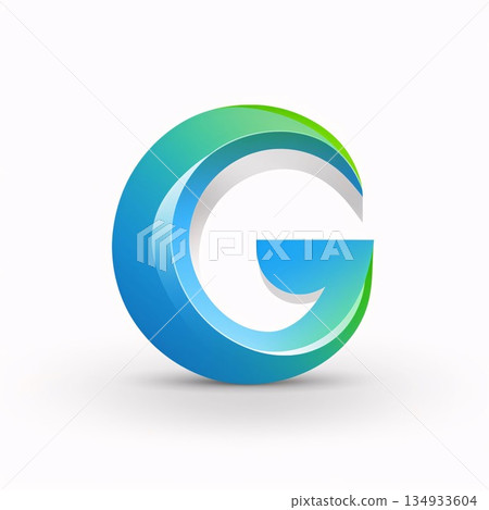 3D blue and green letter G isolated on white background. Vector design template elements for your application or corporate identity. 134933604