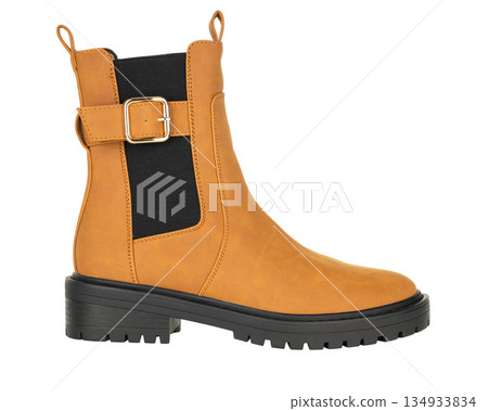 Mustard Yellow Womans Ankle Boot with Buckle 134933834