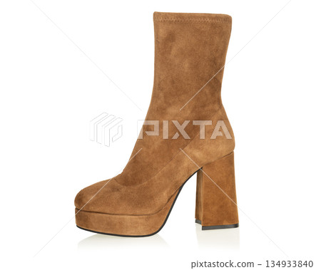 Brown Suede Platform Womans Ankle Boot 134933840