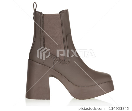 Brown Platform Chelsea Boot with Block Heel 134933845