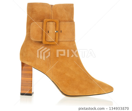 Tan Suede Ankle Boot Buckle Detail Tan Suede Ankle Boot Buckle Detail 134933870