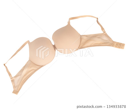 Beige Seamless T-Shirt Bra Isolated Beige Seamless T-Shirt Bra Isolated 134933878