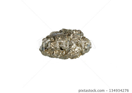 pyrite mineral stone macro on white background 134934276