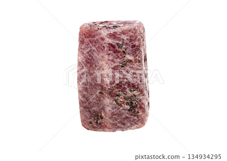 Ruby mineral stone in the breed a white background Ruby mineral stone in the breed a white background 134934295