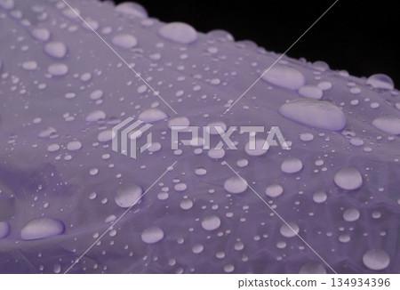 Water drops on blue plastic bag close up Water drops on blue plastic bag close up 134934396
