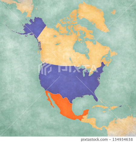 Map of North America - USA and Mexico Map of North America - USA and Mexico 134934638