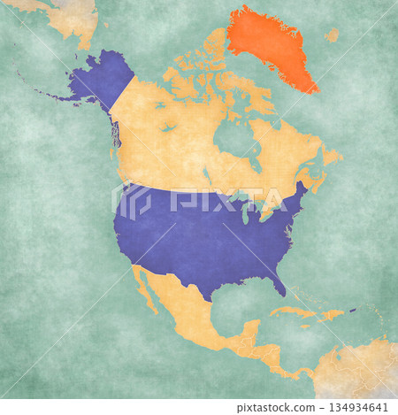Map of North America - USA and Greenland Map of North America - USA and Greenland 134934641
