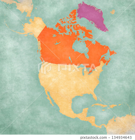 Map of North America - Canada and Greenland 134934643