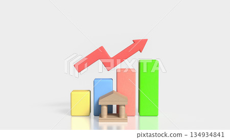 Financial Growth Concept with Colorful Bar Chart and Upward Arrow 3d render. Financial Growth Concept with Colorful Bar Chart and Upward Arrow 3d render. 134934841