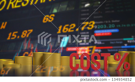 Rising Business Cost Analysis with Financial Market Background 3d render. Rising Business Cost Analysis with Financial Market Background 3d render. 134934852