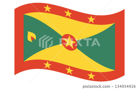 Waving flag of Grenada isolated over transparent background. Waving flag of Grenada isolated over transparent background. 134934916