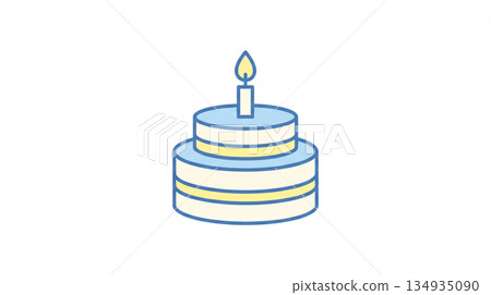 Cake with candles logo illustration on white background Cake with candles logo illustration on white background 134935090