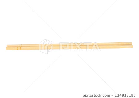 wooden chopsticks isolated on a white background 134935195