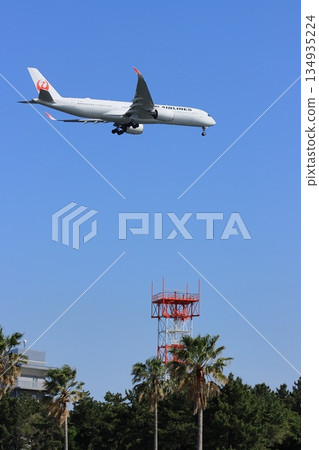 Passenger planes approaching landing International flights Domestic flights Jet planes Passenger planes approaching landing International flights Domestic flights Jet planes 134935224
